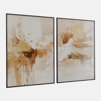 KIT 2 QUADROS  PINTURA DOURADA ABSTRATA