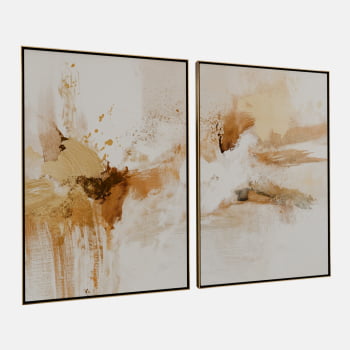 KIT 2 QUADROS  PINTURA DOURADA ABSTRATA