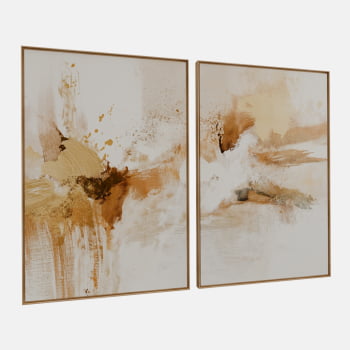 KIT 2 QUADROS  PINTURA DOURADA ABSTRATA