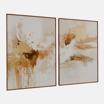 KIT 2 QUADROS  PINTURA DOURADA ABSTRATA