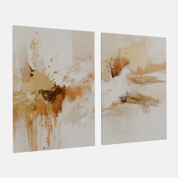 KIT 2 QUADROS  PINTURA DOURADA ABSTRATA