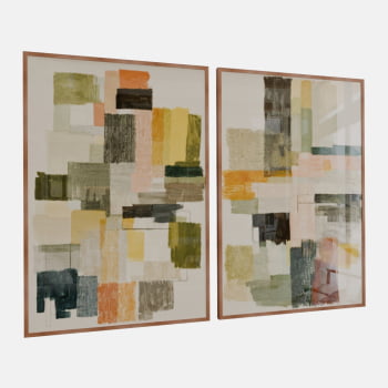 KIT 2 QUADROS  MOSAICO TEXTURIZADO ABSTRATO