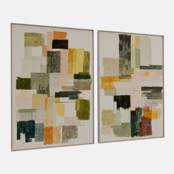 KIT 2 QUADROS  MOSAICO TEXTURIZADO ABSTRATO