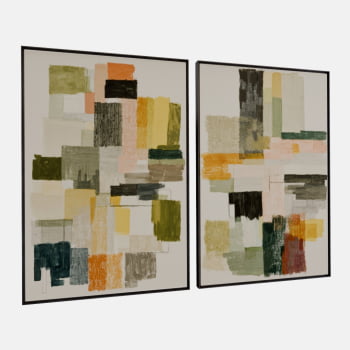 KIT 2 QUADROS  MOSAICO TEXTURIZADO ABSTRATO
