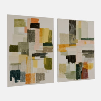 KIT 2 QUADROS  MOSAICO TEXTURIZADO ABSTRATO