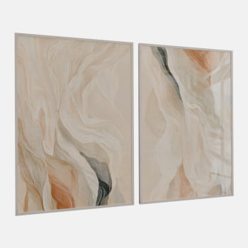 KIT 2 QUADROS  ONDAS SUAVES ABSTRATAS