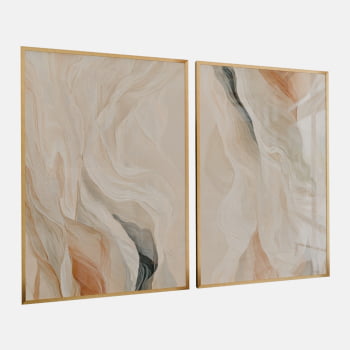 KIT 2 QUADROS  ONDAS SUAVES ABSTRATAS