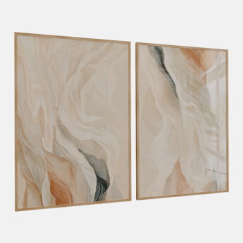 KIT 2 QUADROS  ONDAS SUAVES ABSTRATAS