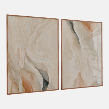 KIT 2 QUADROS  ONDAS SUAVES ABSTRATAS