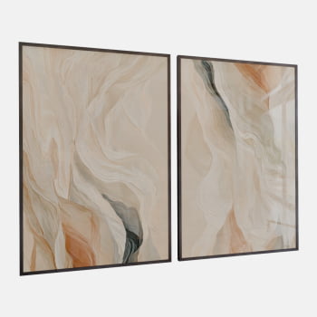 KIT 2 QUADROS  ONDAS SUAVES ABSTRATAS