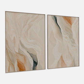 KIT 2 QUADROS  ONDAS SUAVES ABSTRATAS