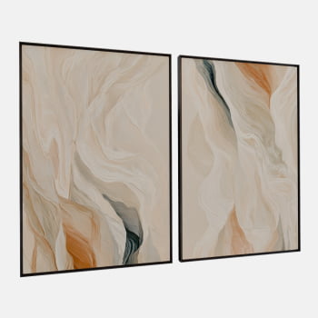 KIT 2 QUADROS  ONDAS SUAVES ABSTRATAS