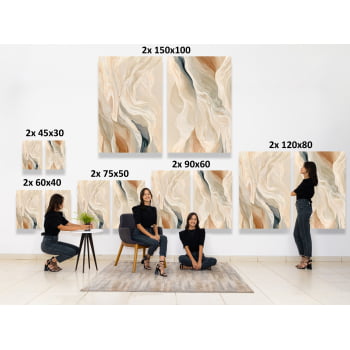 KIT 2 QUADROS  ONDAS SUAVES ABSTRATAS
