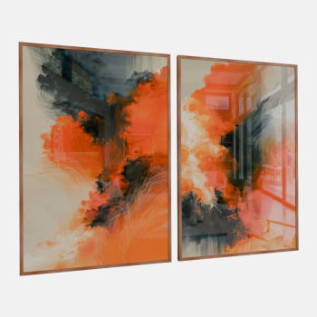 KIT 2 QUADROS  EXPLOSÃO CÍTRICA ABSTRATA