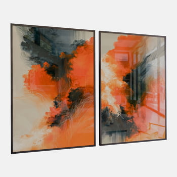 KIT 2 QUADROS  EXPLOSÃO CÍTRICA ABSTRATA