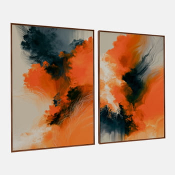 KIT 2 QUADROS  EXPLOSÃO CÍTRICA ABSTRATA