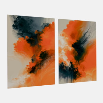 KIT 2 QUADROS  EXPLOSÃO CÍTRICA ABSTRATA
