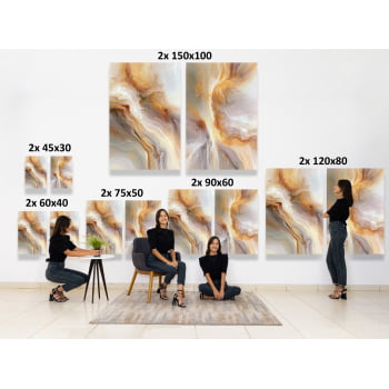 KIT 2 QUADROS  FLUXO DOURADO ABSTRATO