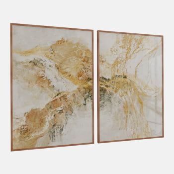 KIT 2 QUADROS  DUO LUXO ABSTRATO DOURADO