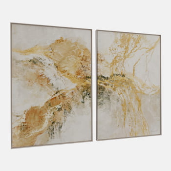 KIT 2 QUADROS  DUO LUXO ABSTRATO DOURADO