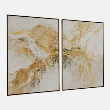 KIT 2 QUADROS  DUO LUXO ABSTRATO DOURADO