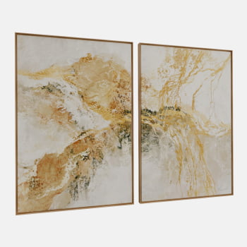 KIT 2 QUADROS  DUO LUXO ABSTRATO DOURADO