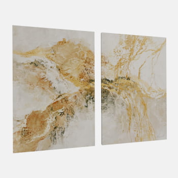 KIT 2 QUADROS  DUO LUXO ABSTRATO DOURADO