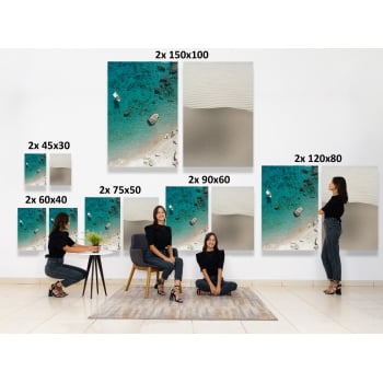 KIT 2 QUADROS  MAR AZUL CRISTALINO E DUNA