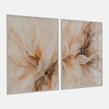KIT 2 QUADROS FLOR EM ABSTRATO