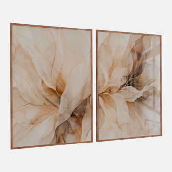 KIT 2 QUADROS FLOR EM ABSTRATO