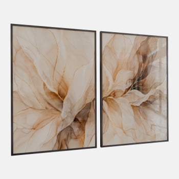 KIT 2 QUADROS FLOR EM ABSTRATO