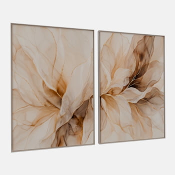 KIT 2 QUADROS FLOR EM ABSTRATO