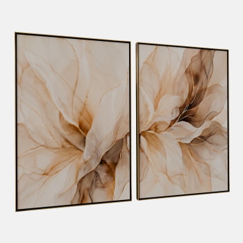 KIT 2 QUADROS FLOR EM ABSTRATO