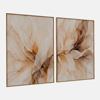 KIT 2 QUADROS FLOR EM ABSTRATO