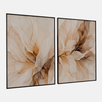KIT 2 QUADROS FLOR EM ABSTRATO