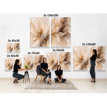KIT 2 QUADROS FLOR EM ABSTRATO