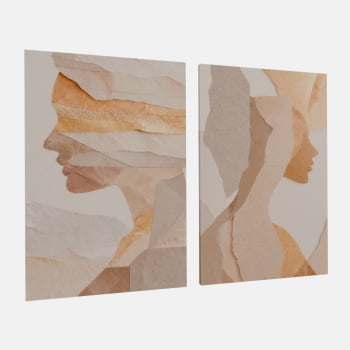 KIT 2 QUADROS SILHUETAS DOURADAS ABSTRATAS