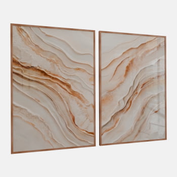 KIT 2 QUADROS TEXTURA EM ONDAS