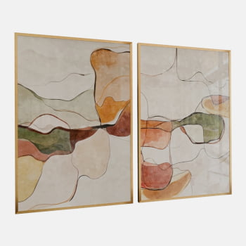 KIT 2 QUADROS  FLUIDEZ NATURAL ABSTRATA