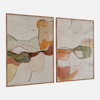 KIT 2 QUADROS  FLUIDEZ NATURAL ABSTRATA