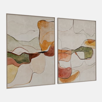 KIT 2 QUADROS  FLUIDEZ NATURAL ABSTRATA