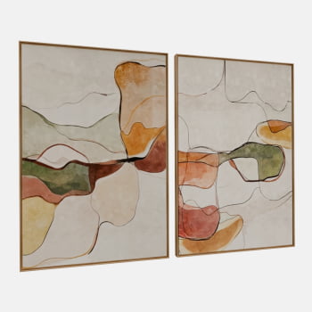 KIT 2 QUADROS  FLUIDEZ NATURAL ABSTRATA