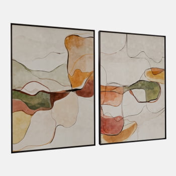 KIT 2 QUADROS  FLUIDEZ NATURAL ABSTRATA