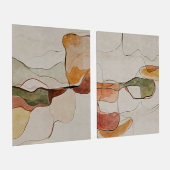 KIT 2 QUADROS  FLUIDEZ NATURAL ABSTRATA