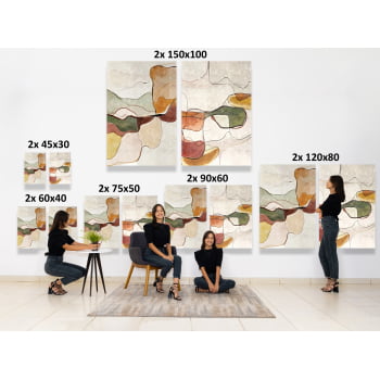 KIT 2 QUADROS  FLUIDEZ NATURAL ABSTRATA