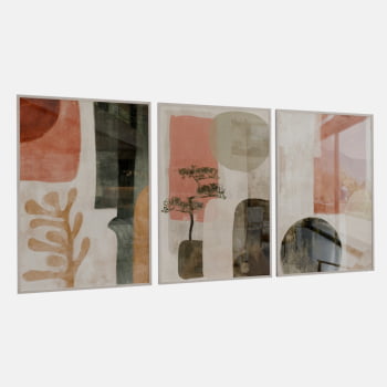 KIT 3 QUADROS  BONSAI E FORMAS BOTÂNICAS