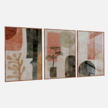 KIT 3 QUADROS  BONSAI E FORMAS BOTÂNICAS