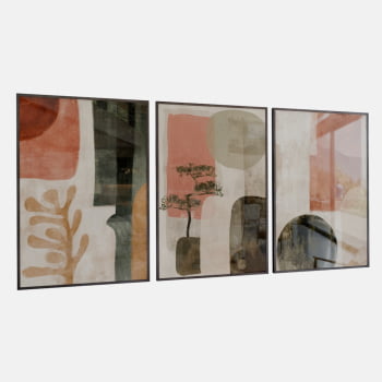 KIT 3 QUADROS  BONSAI E FORMAS BOTÂNICAS