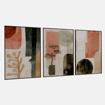 KIT 3 QUADROS  BONSAI E FORMAS BOTÂNICAS