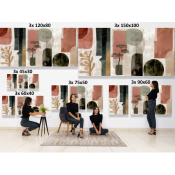 KIT 3 QUADROS  BONSAI E FORMAS BOTÂNICAS